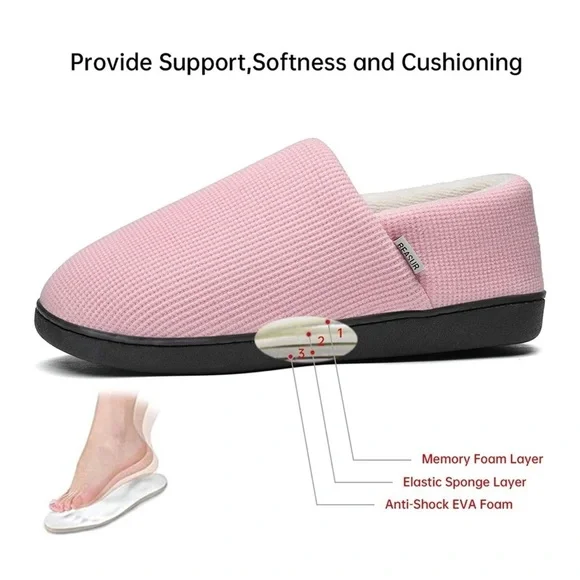 New Women’s Memory Foam House Slippers Pink​ - Picture 4 of 7